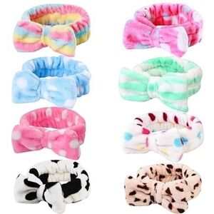 8 Pack Spa Headband, Coral Fleece Makeup Headband Cosmetic Headband for Washing